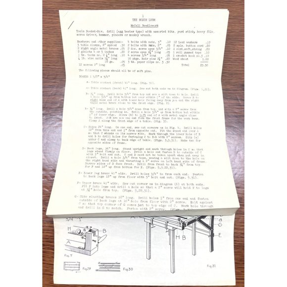 The Noxon Loom Building Instructions and Supply List McCall Needlework 1950s - Picture 1 of 5